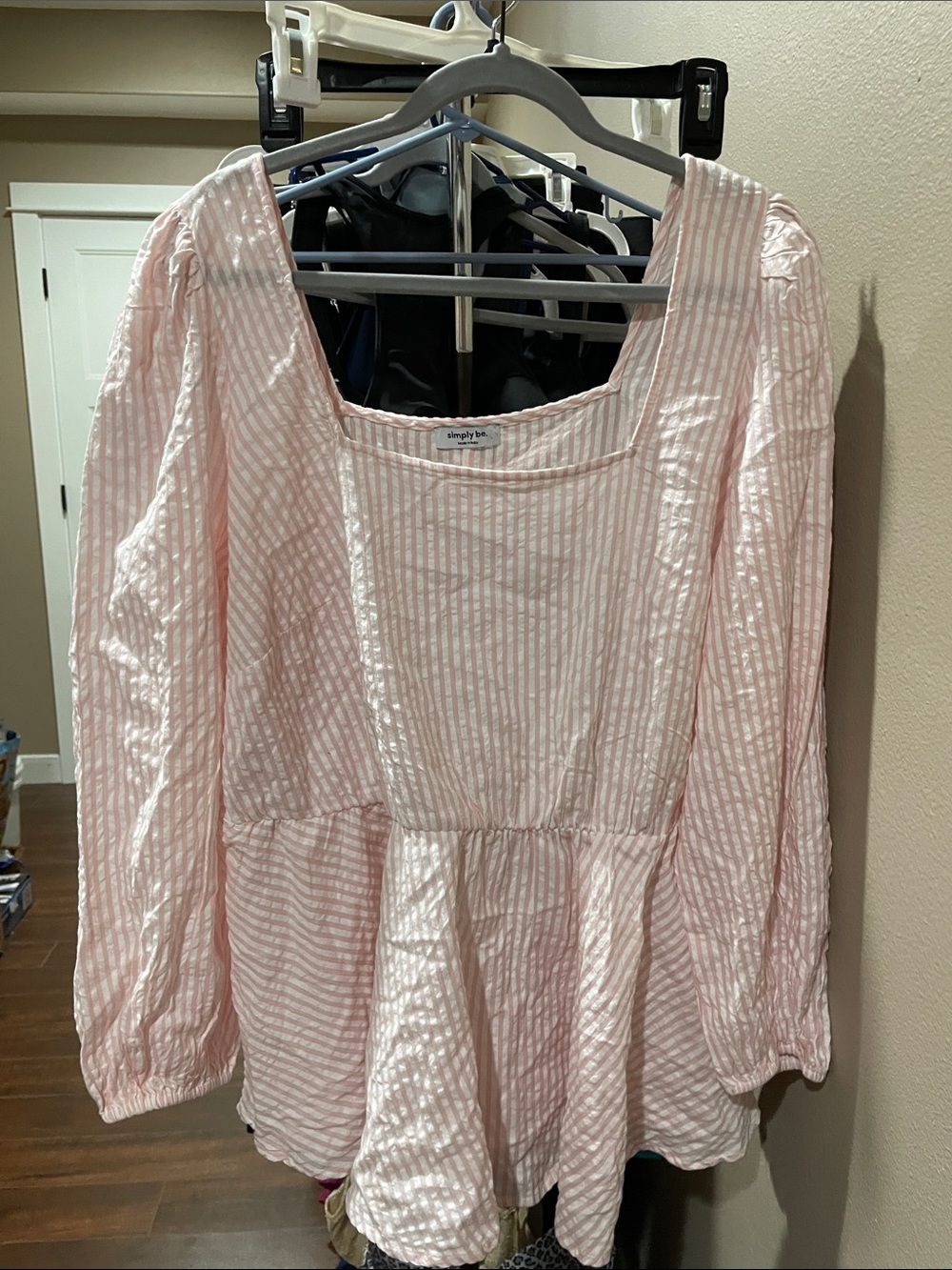 Brand New Simply Be Light Pink Striped Peplum Blouse